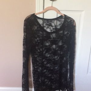 NWOT Black Lace Long Sleeve Shirt